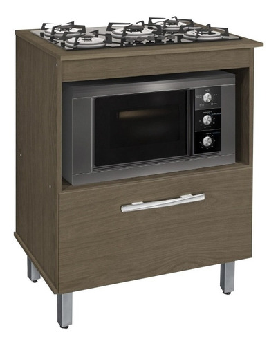 Balcão Bancada Gabinete Cooktop 5 Bocas Buriti Amêndoa