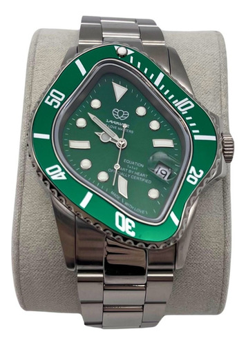 Reloj Laarvee Pea001 Lujo Submariner Edicion Especial Automa Correa Plateado Bisel Verde Fondo Verde