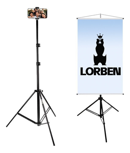 Tripé Universal Lorben 2,3m Pedestal Celular Camera Banner