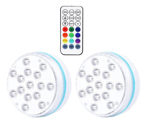 Luces Led Rgb Sumergibles 2 Luces 1 Control Remoto De Rf