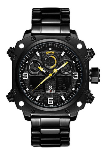 Relógio Masculino Weide Anadigi Wh7303b - Preto E Amarelo