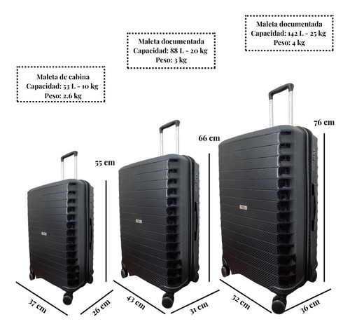 Juego De Maletas De Viaje Tio Travel Tech Carry On + Mediana