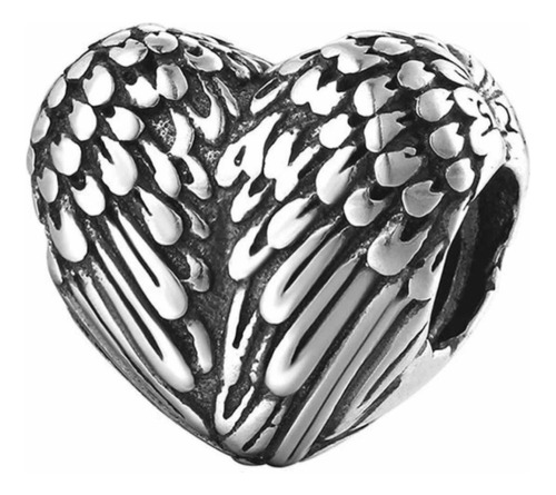 Charm Colgante Corazon Ala De Plata 925