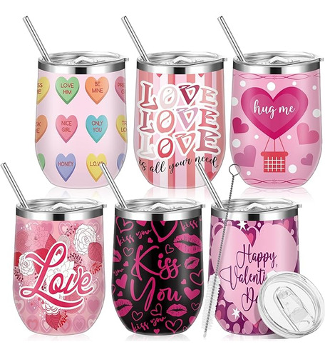 6 Vasos Para El Dia San Valentin 12 Onzas Con Acero Inoxidab