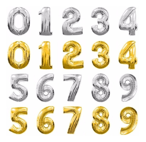 Globos De Números Y Letras Metalizados De 70 Cm