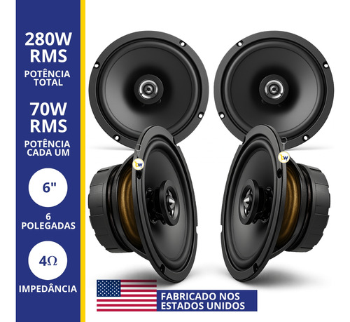 Jogo 4 Alto Falantes 6 Polegadas Onix Hatch 2012 A 2025