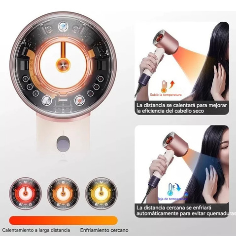 Secadora Profesional con Iones Negativos y Control Térmico Inteligente - Tecnología Supersónica para Cabello Brillante sin Daño, Motor Silencioso y Rápido Secado