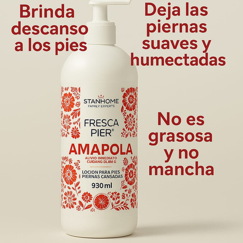 Frescapie Stanhome De Amapola 930ml Original Para Piernas Amapola