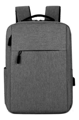 Mochila Notebook Semi Impermeável Fone De Ouvido E Usb Slim Cor Cinza