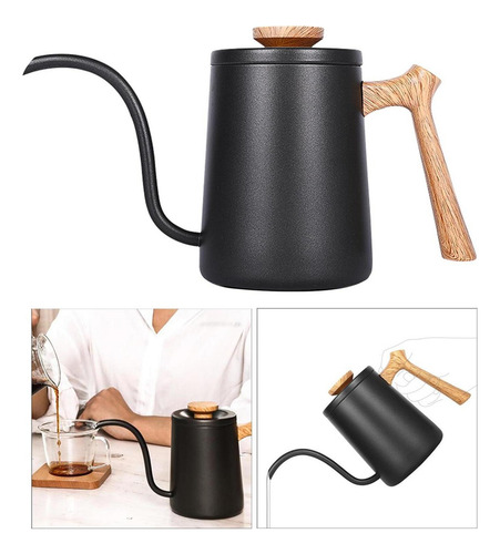 Hervidor De Cuello De Cisne Verter Sobre Negro Negro 600ml