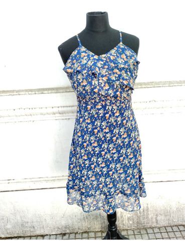 Vestido Azul Con Flores