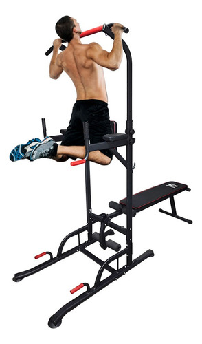 Estación Barras Inmersión Tabla Abdominales Pull Ups Fitness Estructura Gris oscuro Tapizado Gris oscuro