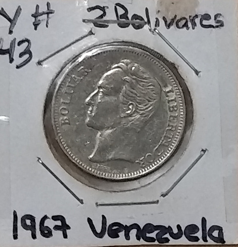 Moneda De 2 Bolívares 1967 Acero/níquel Venezuela