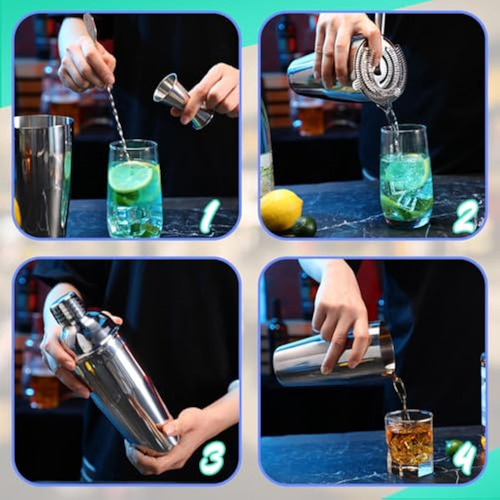 Juego De 7 Cocteleras De 24 Onzas, Kit De Barman
