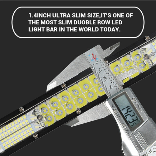 Barra De Luz Led Ultra Delgada De Doble Fila De 20 Pulgadas,