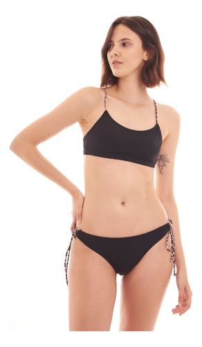 Malla Bikini Top Y Vedetina Regulables Con Tiras Combinadas