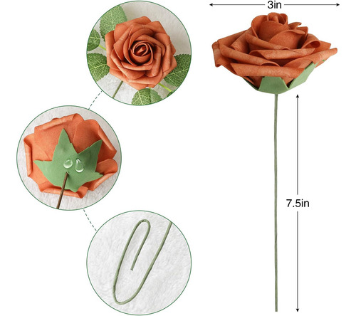 Flores Artificiales Rosas Rojas, 25 Rosas Falsas De Aspecto