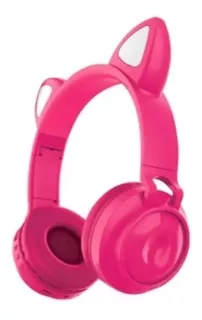 Headphone Bluetooth Gatinho Led Mic Fm Hf-c290bt - Rosa