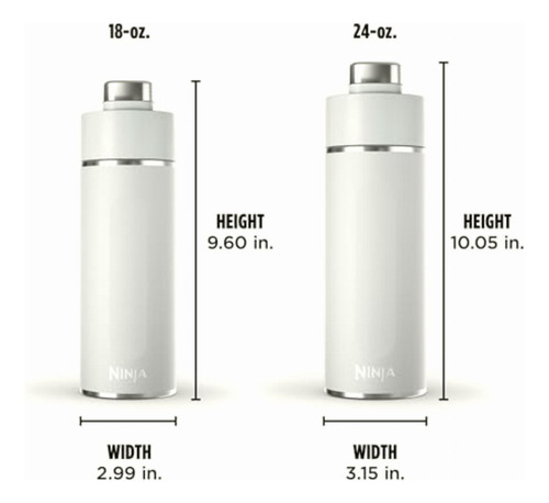Ninja Dw2401wh Thirsti Botella De Agua De Viaje De 24 Onzas,