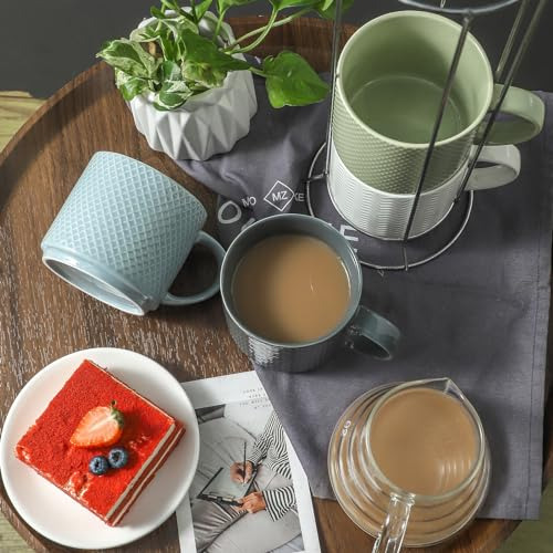 Tazas De Café Apilables Con Soporte, Juego De 4 Tazas De Cer