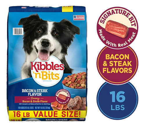 Croquetas Kibbles N Bits Bacon & Steak Flavor 7 Kilos