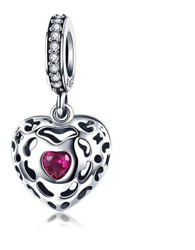 Charm Corazón De Plata 925 Incluye Cadena Y Caja Regalo