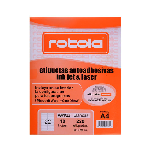 Etiquetas Rotola Inkjet & Láser A41/22 - 220 Unidades - Mos