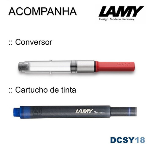 Imagem 2 de 5 de Caneta Tinteiro Lamy Safari Charcoal Pena B Grossa Conversor