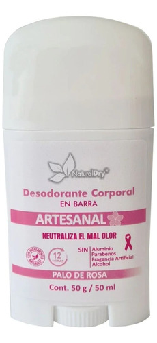 Desodorante Artesanal En Barra Naturaldry 50g Vegano