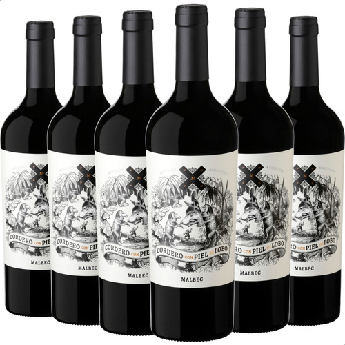 Vino Cordero Con Piel De Lobo Malbec Pack X6 - 01mercado