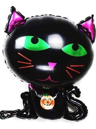 Globo Metalizado Halloween Gato Grande 65cm X 50cm