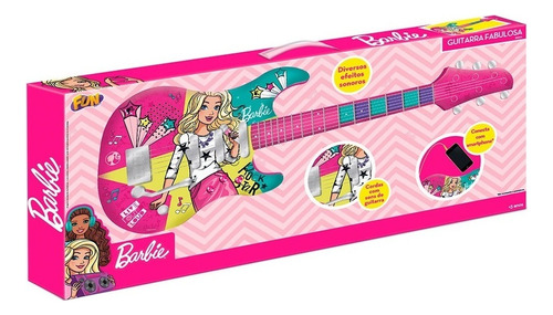 Brinquedo Guitarra Fabulosa Mp3 Player Barbie Fun 80069