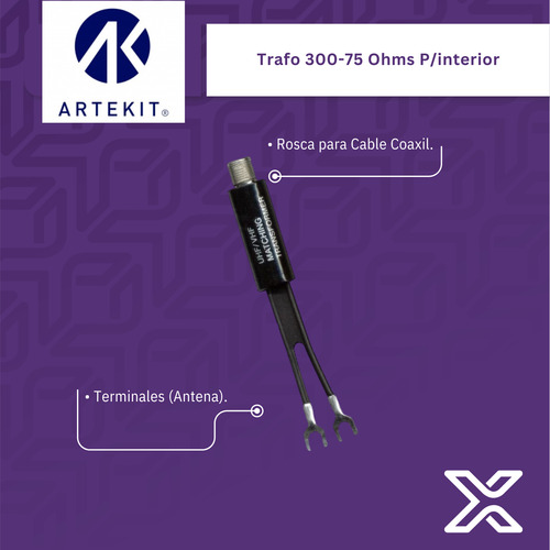 Adaptador Balum Trafo 300-75 Ohms P/interior Pin Grueso