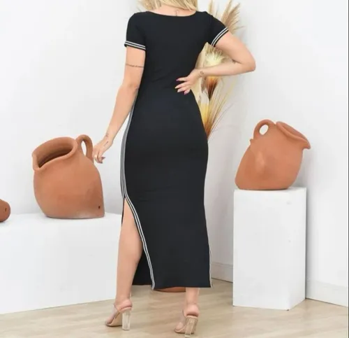 Vestido longo com listra do sale lado