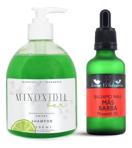 Shampoo 500ml Y Bálsamo 50ml Minoxidil 5% Y Bergamota