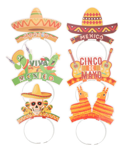 Sombreros De Fiesta, Diadema Mexicana, Decoración, 6 Unidade