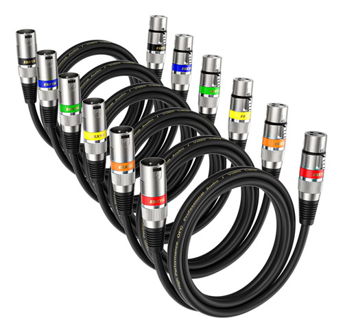 Ebxya Xlr Cables 3 Pies 6 Paquetes - Xlr Macho A Hembra 3 Pi