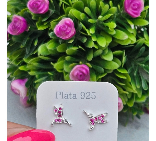 Aros Colibrí / Picaflor Pequeños  Piedras Cubic Plata 925