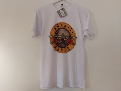 Remera Modal Unisex Guns N' Roses Logo Clásico Blanca