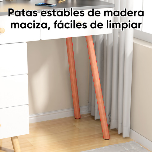 Tocador Con Espejo De Luz Led Y Taburete Comoda Extendible