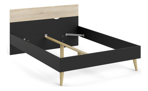 Cama Kiel Roble Sonoma Y Negro Këssa Cdmx