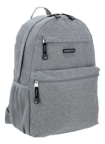 Mochila Grande Chenson Pro Tesa Gris Porta Laptop De 15 . Gris Liso