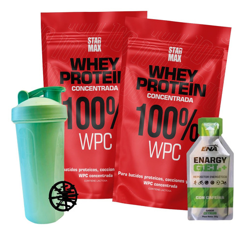 2k De Whey Protein Proteína Starmax +vaso Shaker 