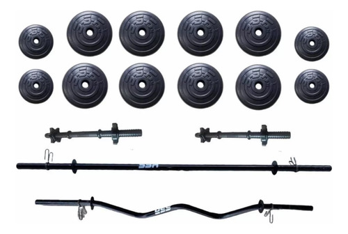 Kit Barra Recta Barra Z Y Mancuernas Pesas 50kg Ajustables