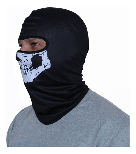 Bandana Balaclava Proteçao Solar Motocicleta Mascara Caveira Cor Preto