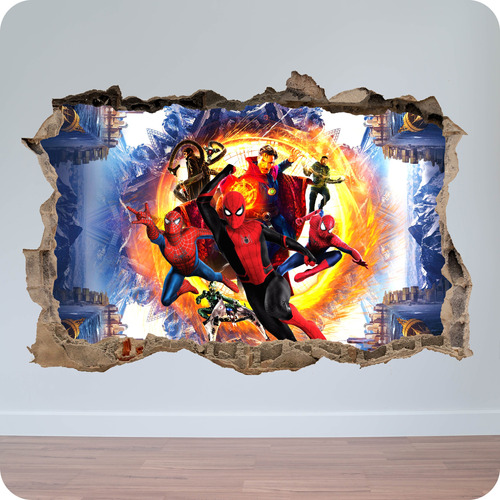 Vinilos Pared Rota 3d Mural Spiderman No Way 60x90