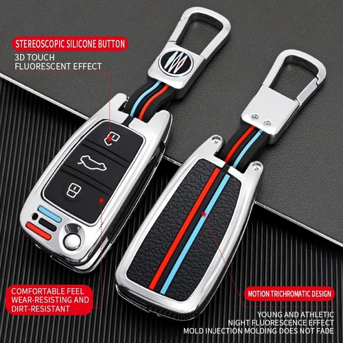 Funda Llave Audi A1 A2 A3 A4 Q5 Q7 De 3 Botones, Color Plata