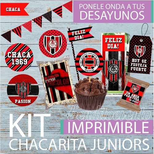 Kit Imprimible Desayuno Chacarita Juniors Etiquetas