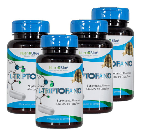 L-triptofano 600mg 60 Caps Nutriblue Kit 4un