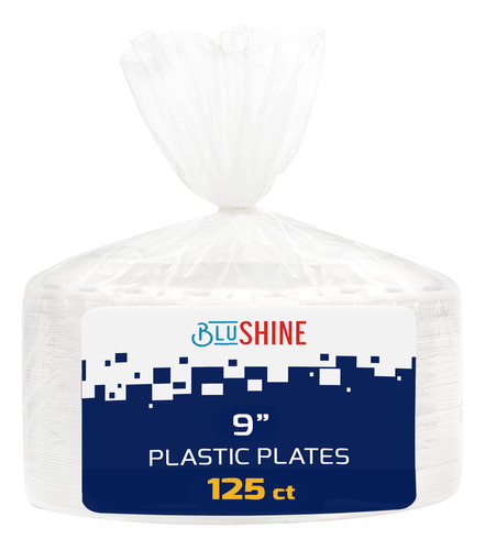 Platos De Plastico Resistentes Desechable Blanco 125 Piezas